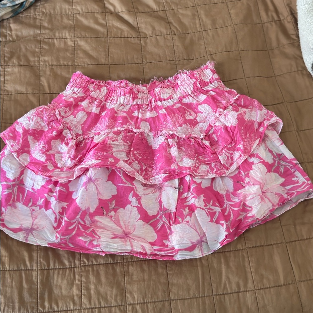 Loveshack fancy abrielle silk blend mini skirt